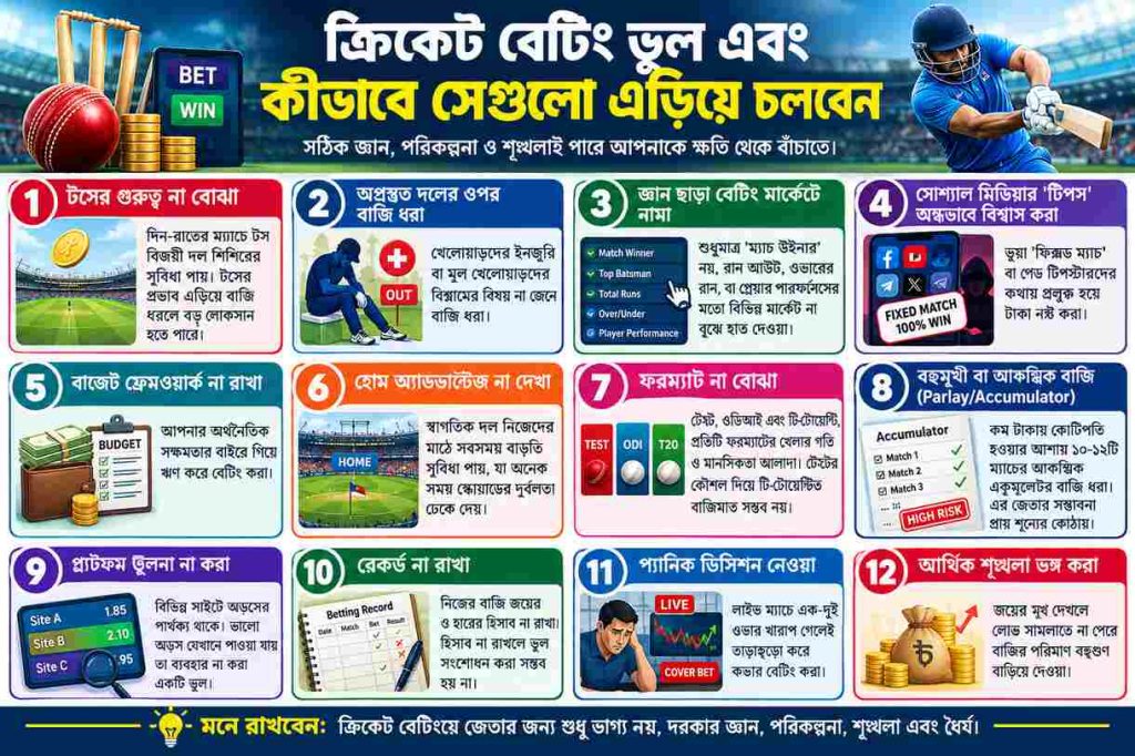 ক্রিকেট বেটিংয়ের সাধারণ ভুল