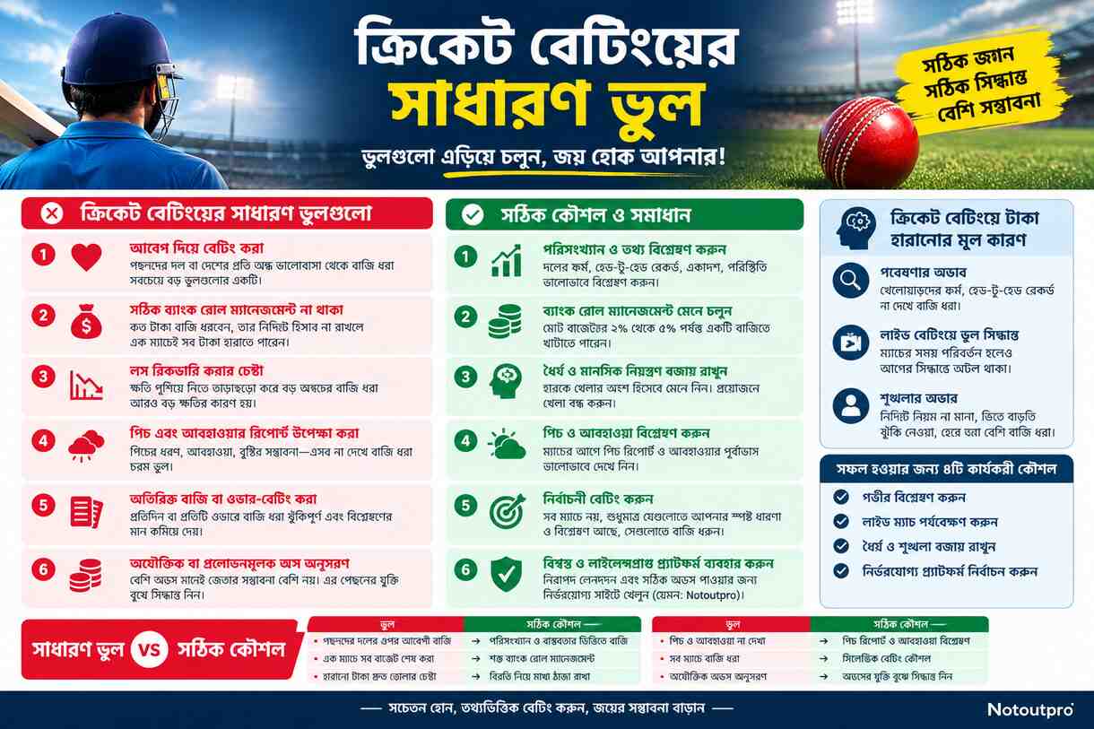 ক্রিকেট বেটিংয়ের সাধারণ ভুল 